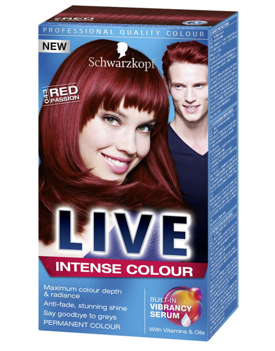 Schwarzkopf LIVE Intense 043 Red Passion Pro Permanent Hair Colour Dye x1