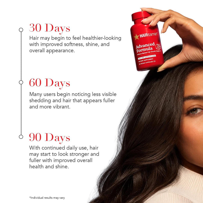 HAIRtamin Advanced Formula Hair Growth Vitamins 5000mcg for Women - 30 Capsules