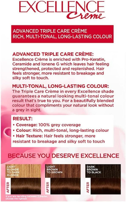 L'Oreal Excellence CremePermanent Hair Colour Dye - 4 Natural Dark Brown