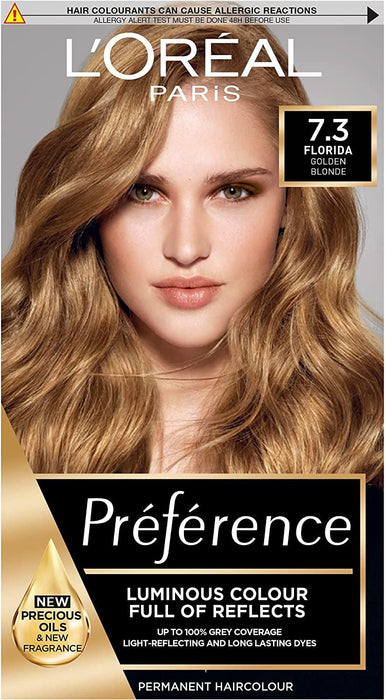 L'Oreal Preference Permanent Hair Colour Dye - 7.3 Florida Honey Blonde