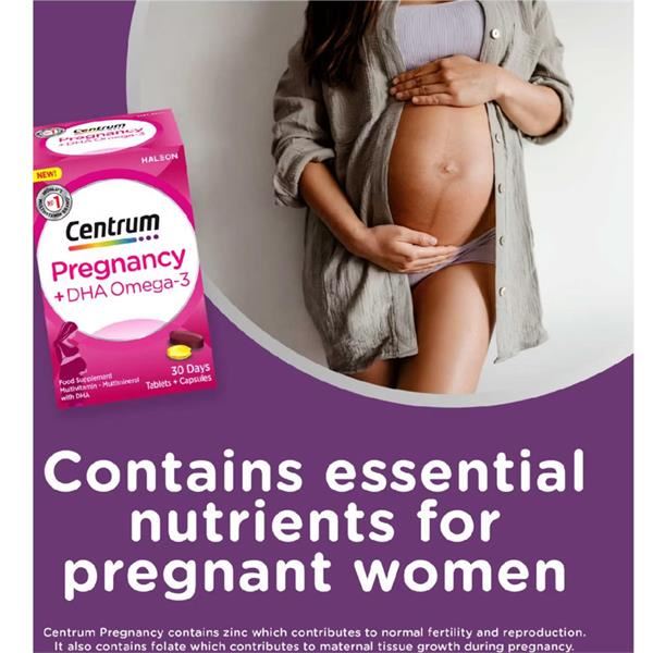 Centrum Pregnancy Vitamins DHA & Omega 3 - 30 Days Capsules & Tablets