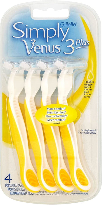 Gillette Simply Venus 3 Plus Replaceable Razors For Women With Pivoting Head