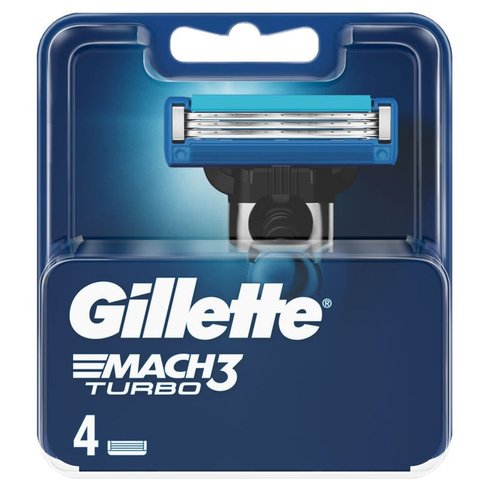 Gillette Mach3 Turbo Razor Blades For Men Blades Stronger Than Steel - Pack of 4
