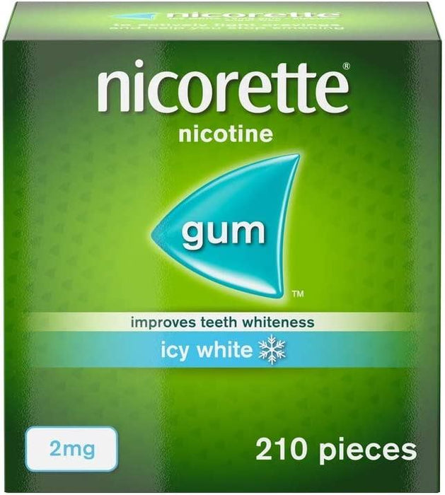 Nicorette Icy White 2mg Gum Nicotine 210 Pieces - Quit Smoking Aid