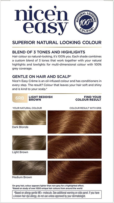 Clairol Nice n Easy Permanent Hair Dye Light Reddish Brown 6RB