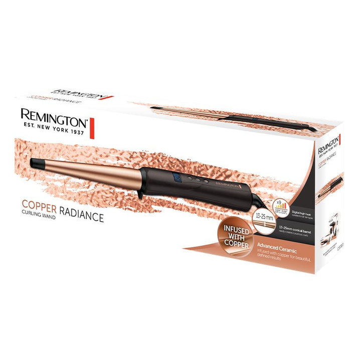 Remington Hair Curling Tong CI5700 Copper Radiance Hot Air Salon Barrel Wand