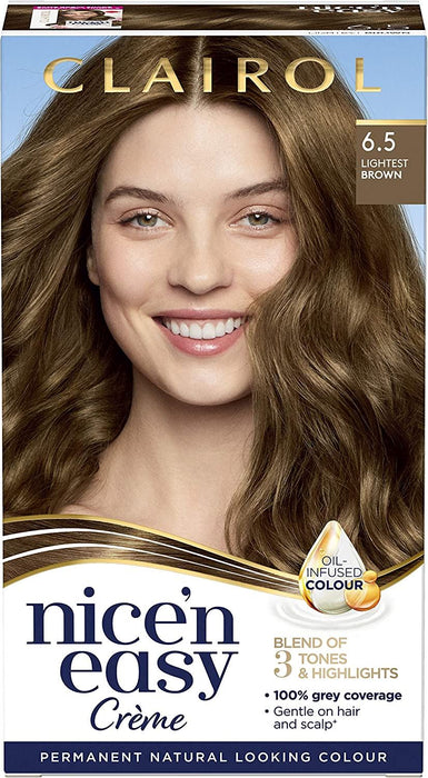 Clairol Nice n Easy Permanent Hair Dye Lightest Brown 6.5
