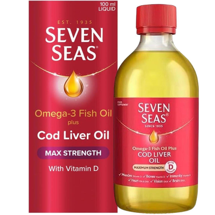 Seven Seas Omega-3 Fish Oil Plus Cod Liver Oil Max Strength 100ml