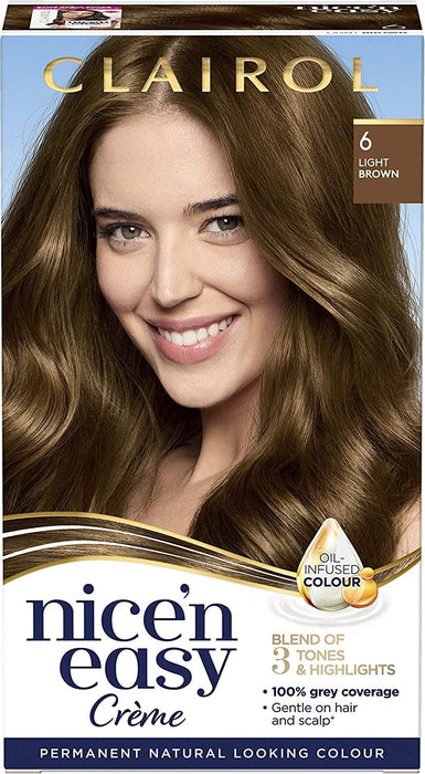 Clairol Nice n Easy Permanent Hair Dye Light Brown 6