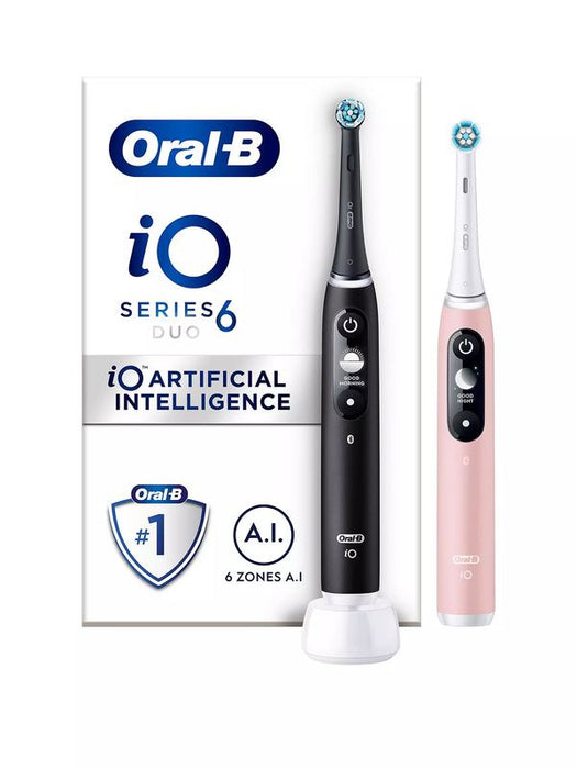 Oral-B iO 6 Electric Toothbrush Black And Pink Ultimate Clean Duo Set