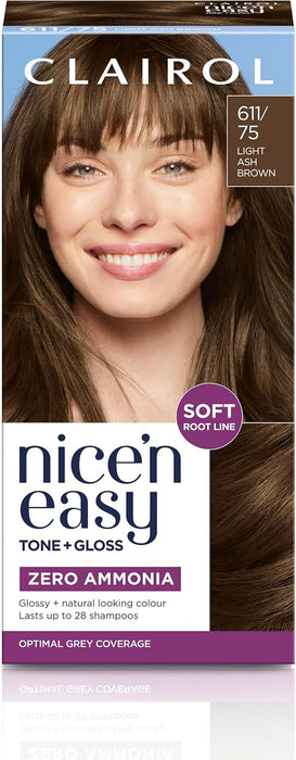 Clairol Nice’n Easy Tone + Gloss 611/75 Light Ash Brown – Hair Colour & Shine