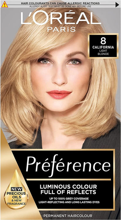 L'Oreal Preference Permanent Hair Colour Dye - 8 California Light Blonde