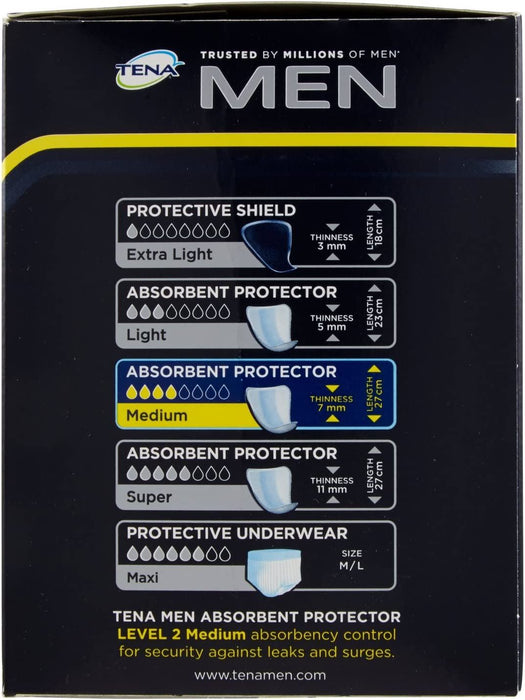 Tena Men Absorbent Protector Level 2 Incontinence Pads x10