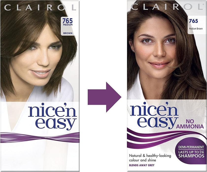 Clairol Nice & Easy Hair Colour Dye No Ammonia - 765 Medium Brown