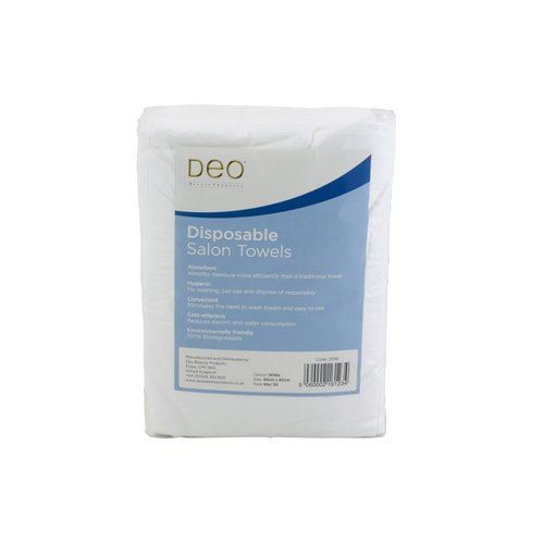 DEO Professional Salon Towels - White - 100% Viscose - Pack of 50