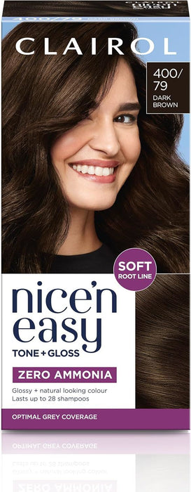 Clairol Nice’n Easy Tone + Gloss 400/79 Dark Brown – Hair Colour with Rich Gloss