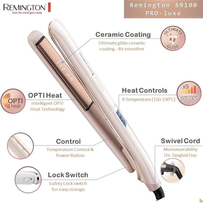 Remington S9100 Hair Straightener Proluxe OPTIheat Technology