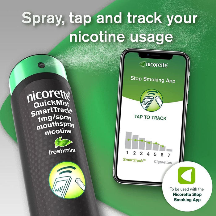Nicorette QuickMist SmartTrack 1mg Mouth Spray Nicotine Freshmint 2 x 150 Spray