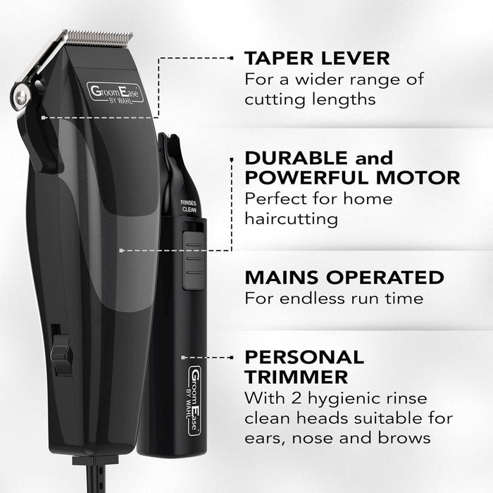 Wahl 79449-317 GroomEase Hair Clipper & Trimmer Gift Set Grooming Kit