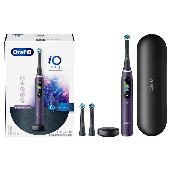 Oral-B iO 8 Electric Toothbrush Advanced Technology Black & Violet Set