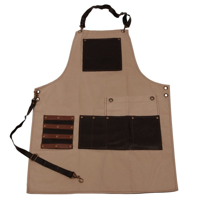 Dark Stag Barber Apron Hand Stitched Durable Tan Canvas