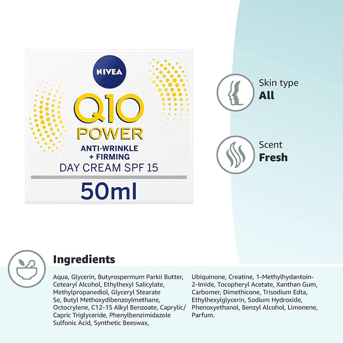 Nivea Q10 Power Anti-Wrinkle + Firming Day Cream With SPF15 - 50 ml