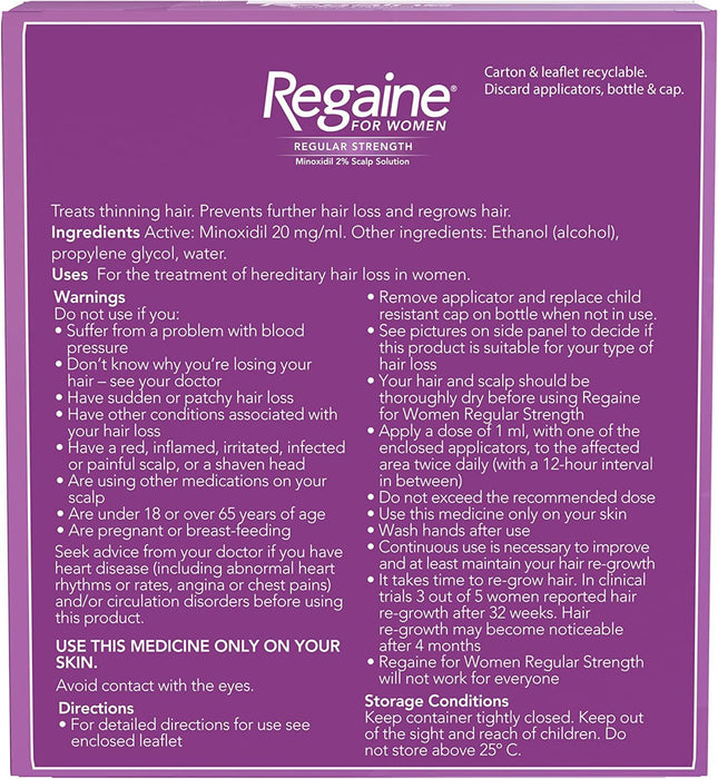 Regaine For Women Hair Growth & Hair Loss Solution - 60ml 1 Month Supply