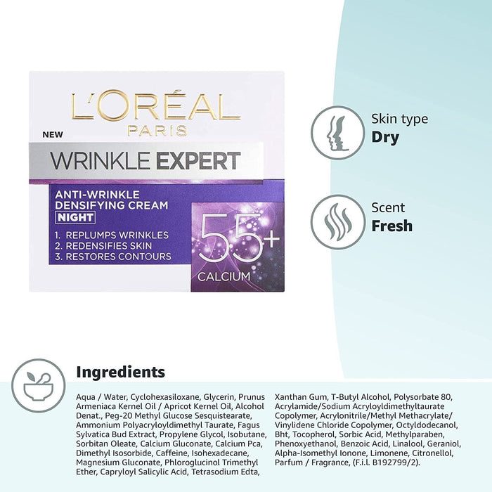 L'Oreal Wrinkle Expert Anti-Wrinkle Densifying Cream 55+ Calcium Night Pot