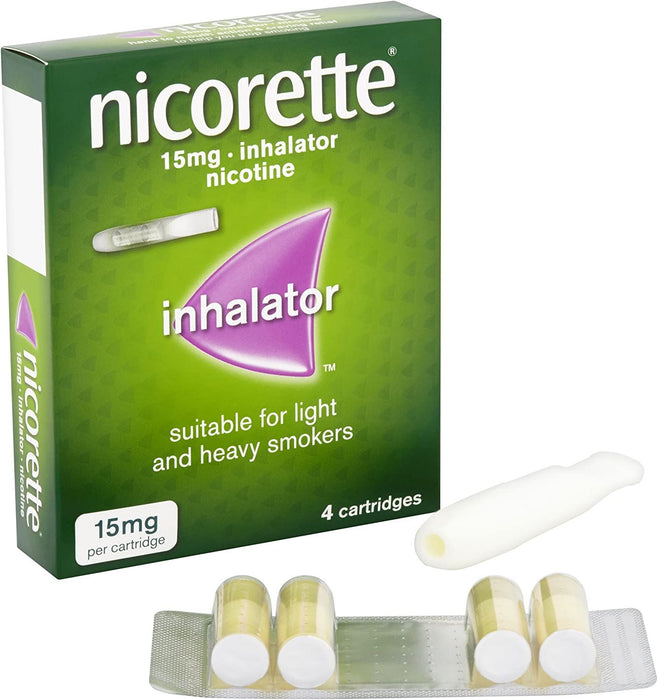 Nicorette 15mg Inhalator Nicotine 4 Cartridges Stop Smoking Aid