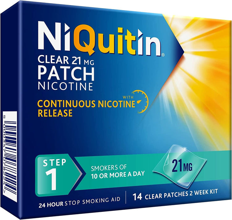 Niquitin Nicotine Patch Invisible 21mg Step 1 24h Craving Control 14 Patches