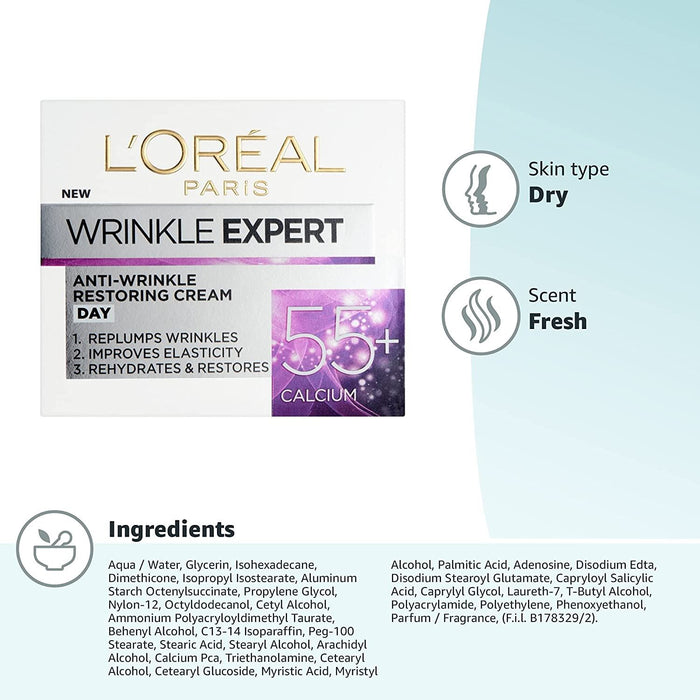 L'Oreal Wrinkle Expert Anti-Wrinkle Restoring Cream 55+ Calcium Day Pot