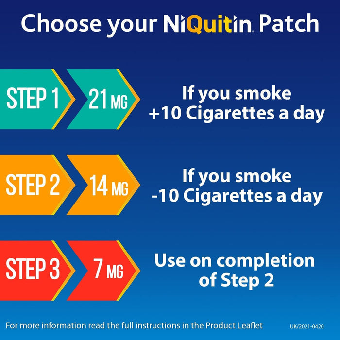 NiQuitin Nicotine Patch Invisible 21mg Step 1 24h Craving Control 1 Weeks Worth
